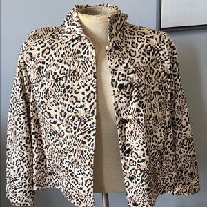 Chico's Leopard Print Jean Jacket - Black and Tan